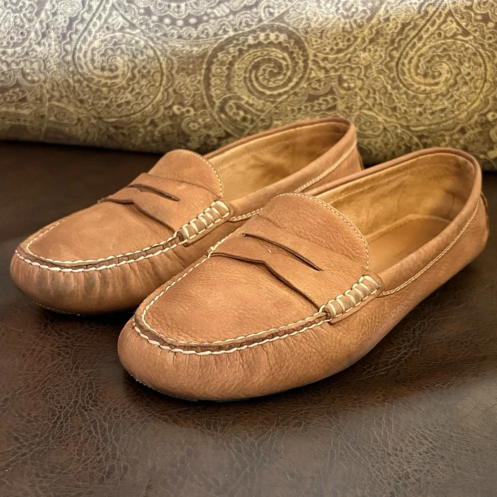 Ralph Lauren Camila Penny Leather Slip On Driving Loafers Men's US 9.5 B